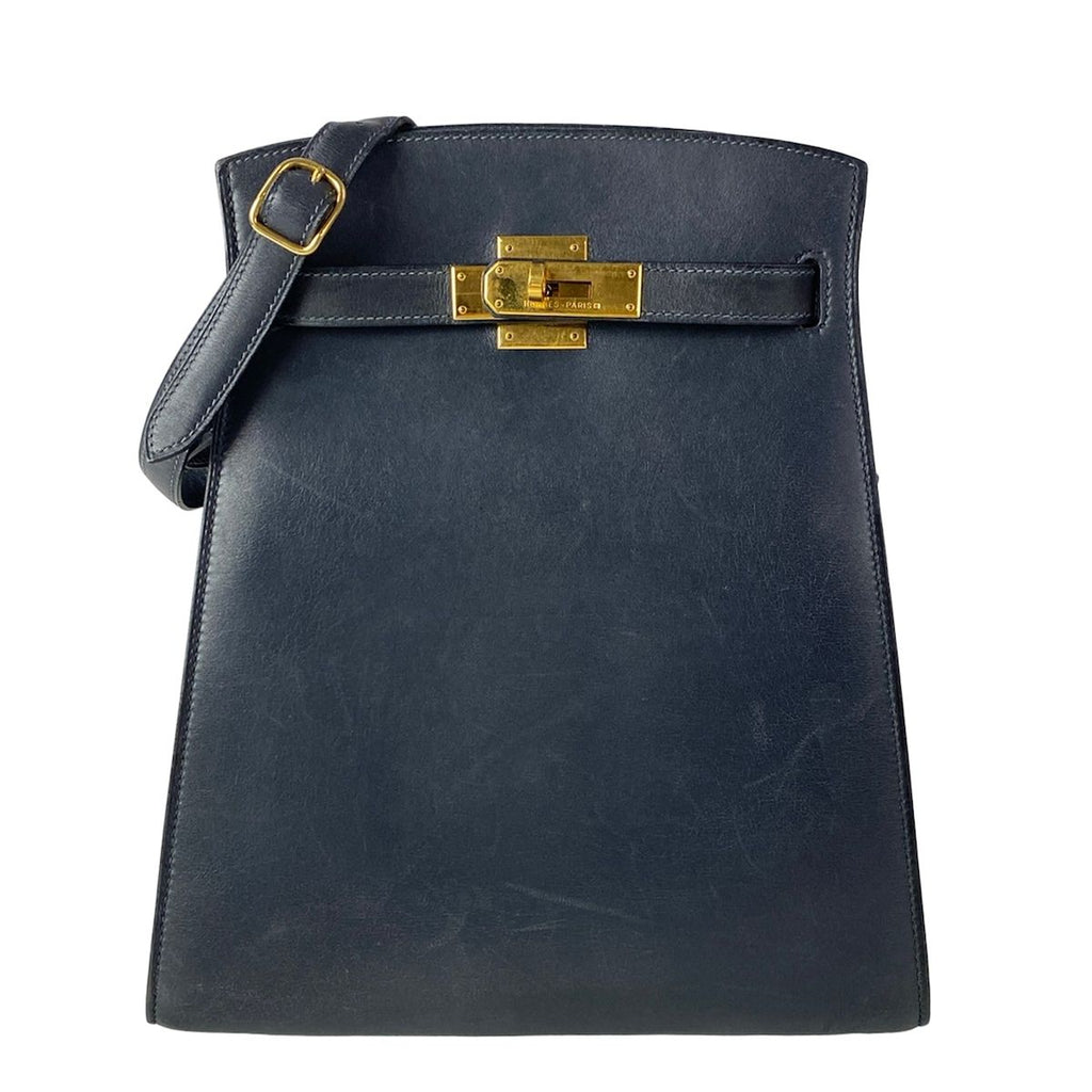 Hermes Shoulder Bag Kelly Sports MM Black Sellier Gold