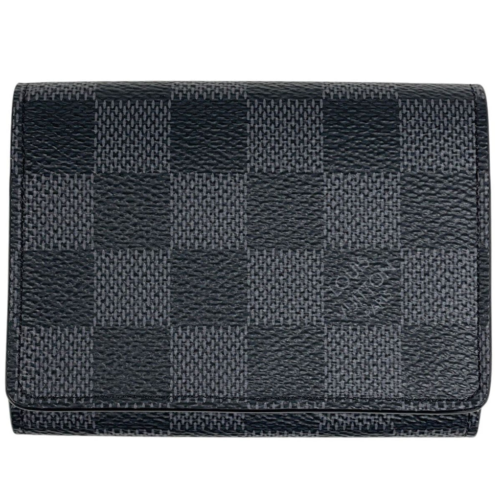 Louis Vuitton Envelope Business Card Holder Case Damier Graphite Black