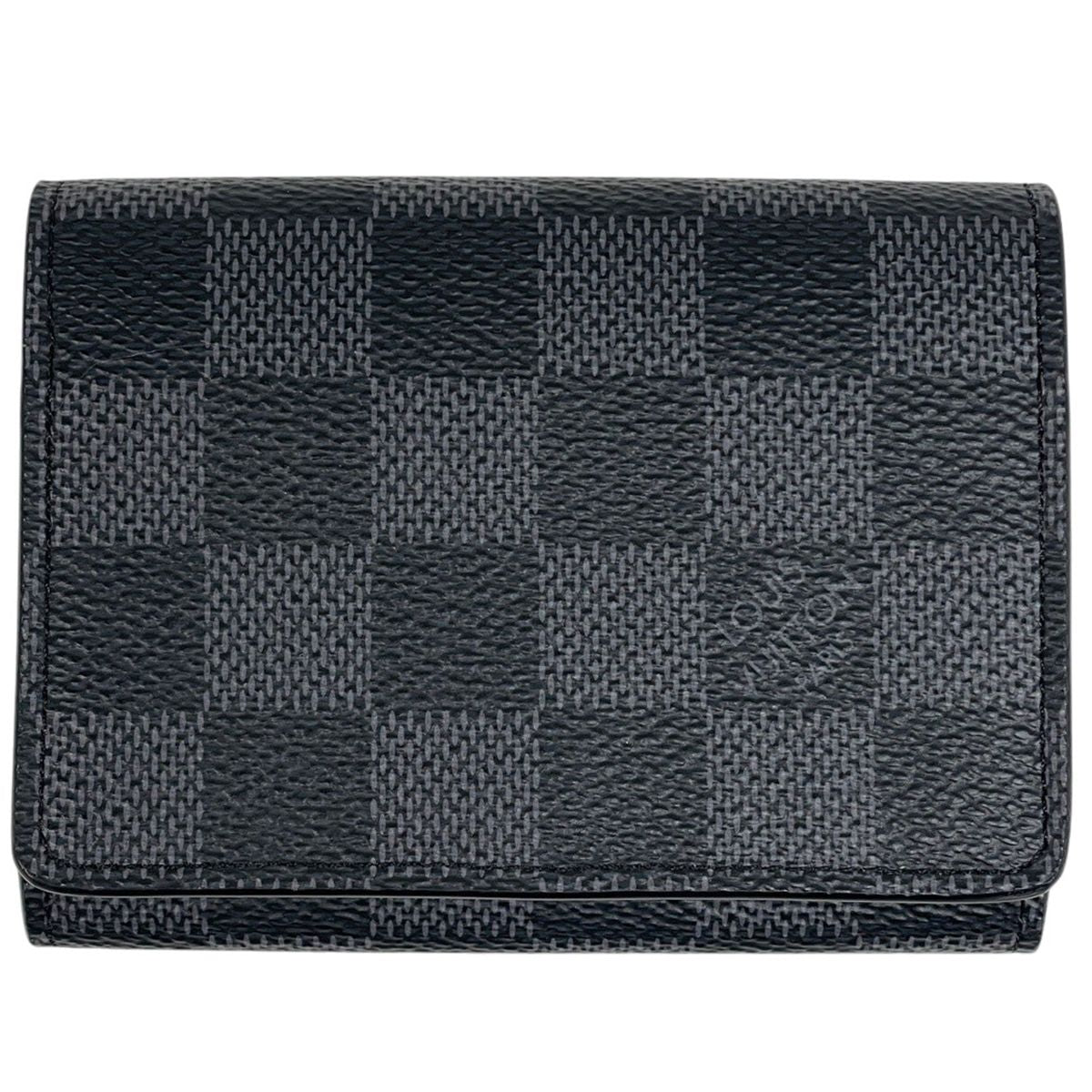 Louis Vuitton Envelope Business Card Holder Case Damier Graphite Black