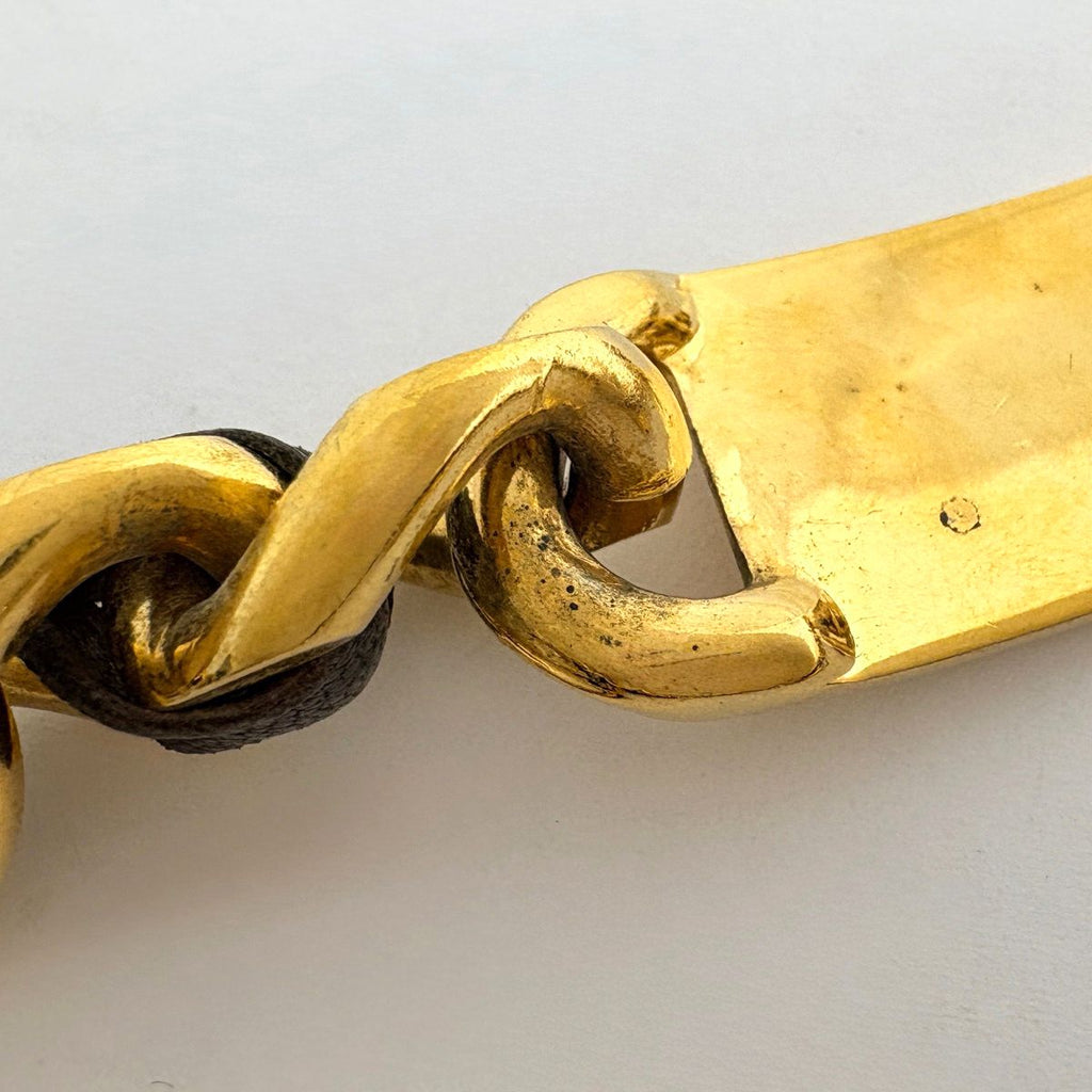 Chanel CC Logo Chain Belt 94 Leather Gold Black — view 6
