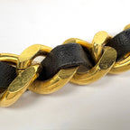 Chanel CC Logo Chain Belt 94 Leather Gold Black — view 4