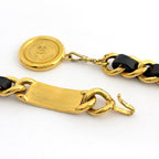 Chanel CC Logo Chain Belt Leather Gold Black — view 2