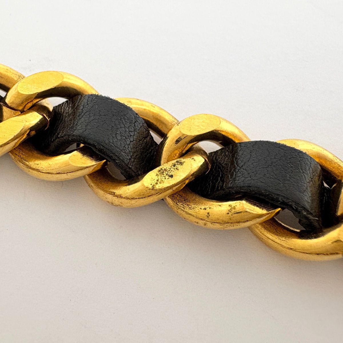 Chanel CC Logo Chain Belt Leather Gold Black — view 5