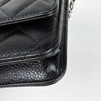 Chanel CC Logo Chain Wallet Quilted Shoulder Bag Caviar Leather Black — view 3