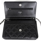 Chanel CC Logo Chain Wallet Quilted Shoulder Bag Caviar Leather Black — view 8