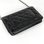 Chanel CC Logo Chain Wallet Quilted Shoulder Bag Caviar Leather Black — view 2