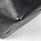 Chanel Logo Chain Shoulder Bag Drawstring Caviar Leather Black — view 3