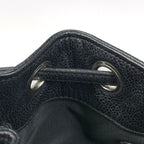 Chanel Logo Chain Shoulder Bag Drawstring Caviar Leather Black — view 6
