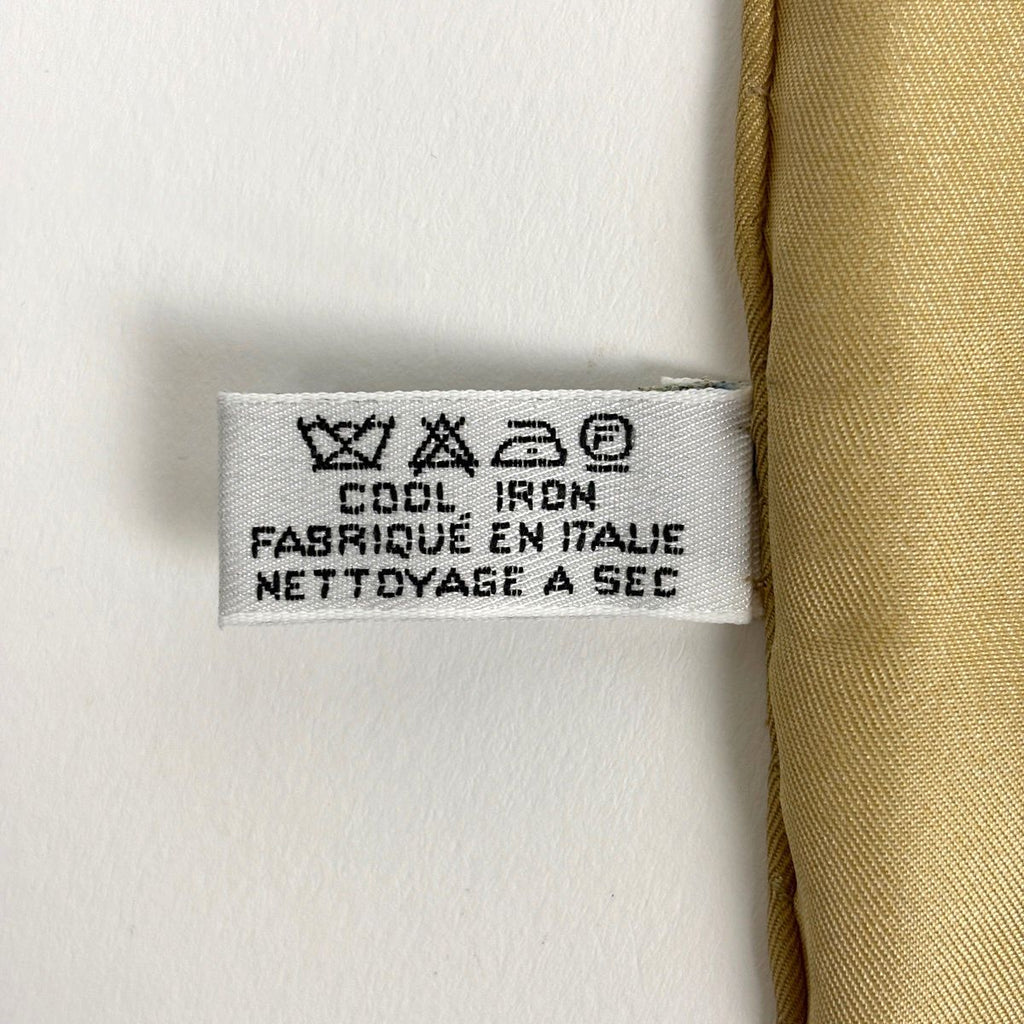 Chanel CC Logo Scarf Chain Pattern Silk Beige Gold — view 2