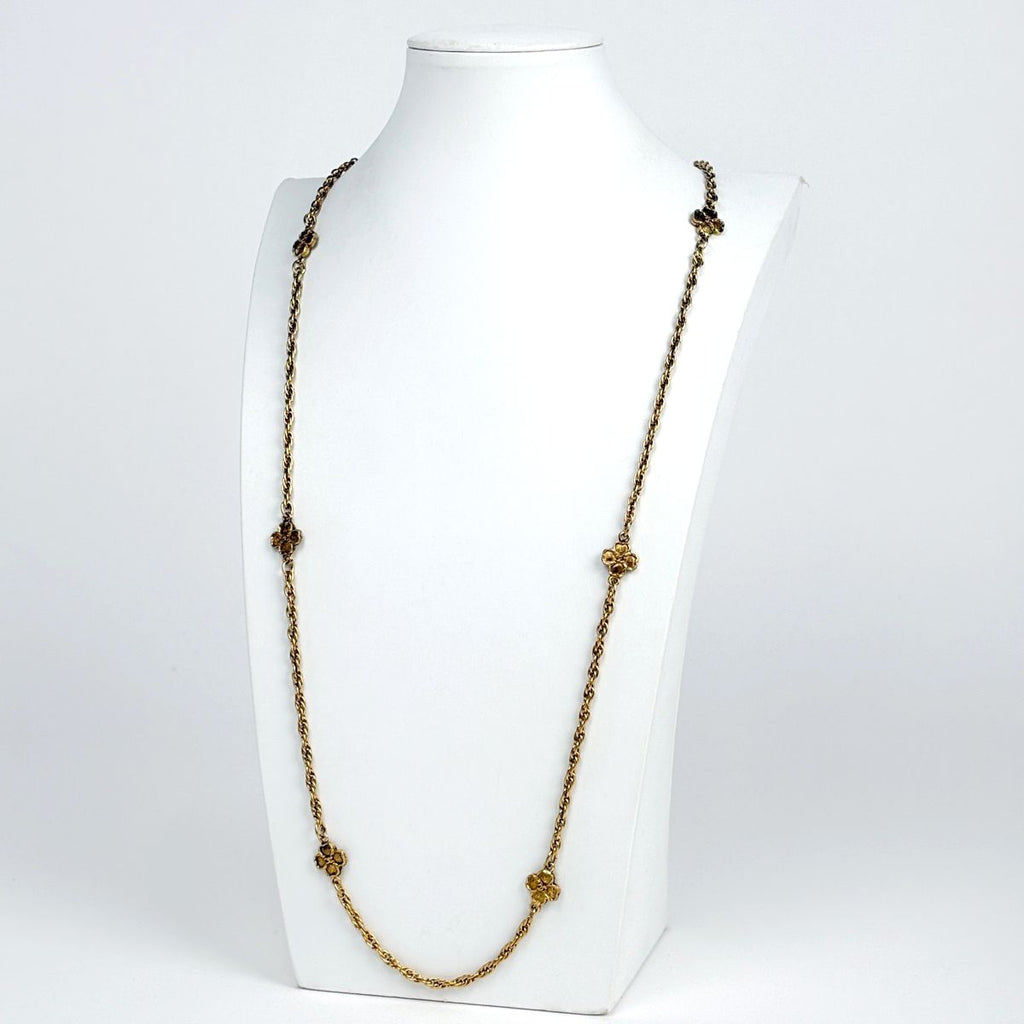 Chanel Clover Motif Necklace Long CC Logo Gold Plated — view 5