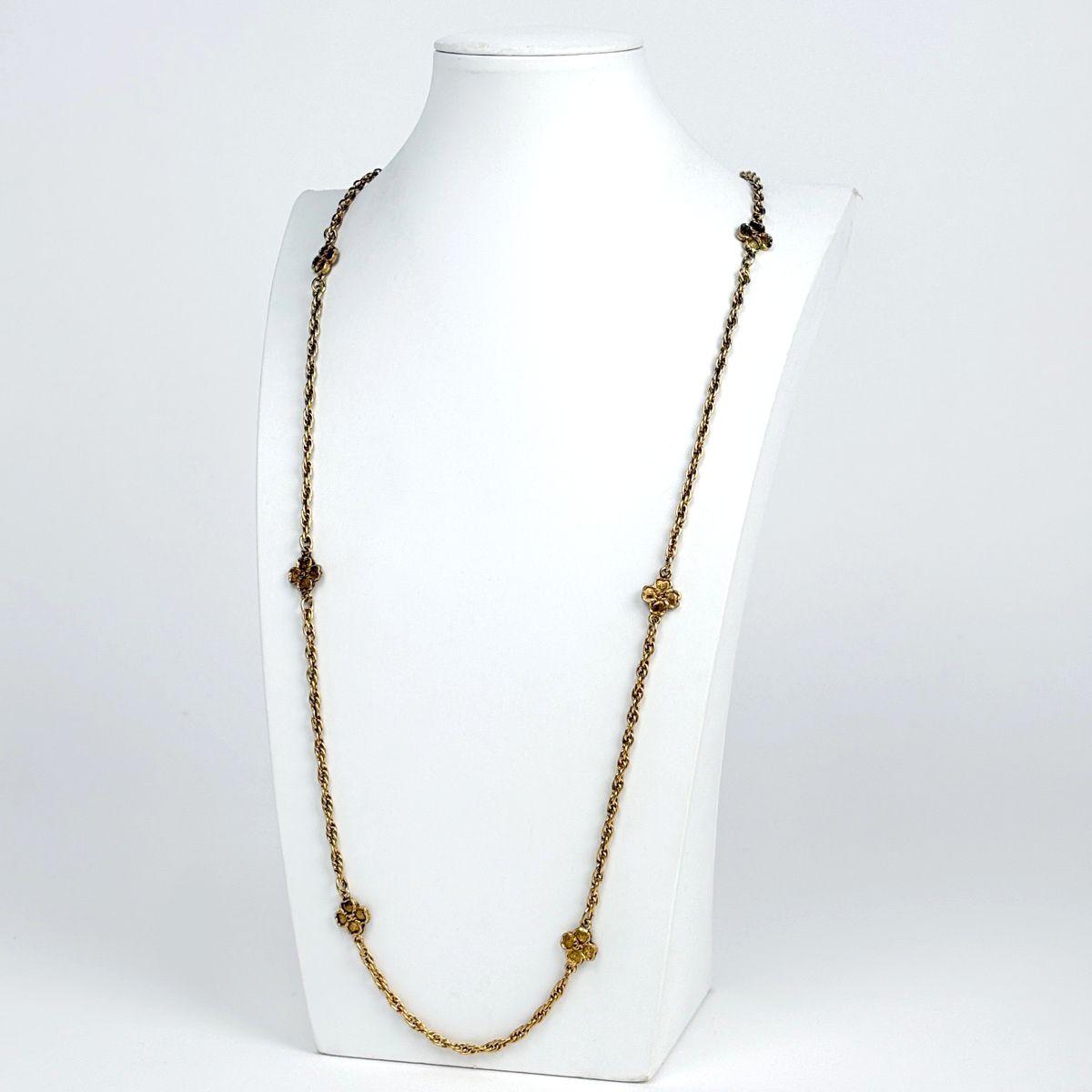 Chanel Clover Motif Necklace Long CC Logo Gold Plated — view 5