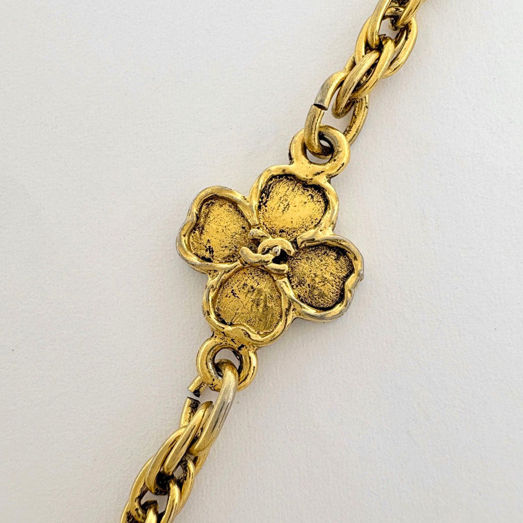 Chanel Clover Motif Necklace Long CC Logo Gold Plated — view 3