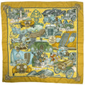Hermes Carre 90 Automobile Car Scarf Silk Yellow Multicolor
