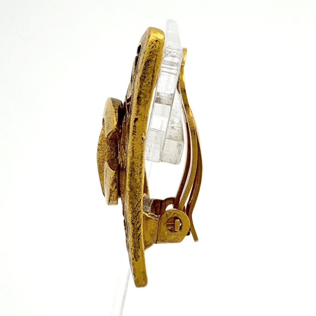 Chanel CC Logo Earrings Square Gold Plated — view 2