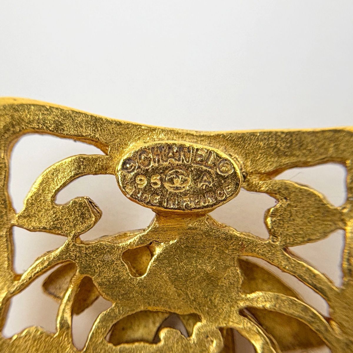 Chanel CC Logo Earrings Square Gold Plated — view 4