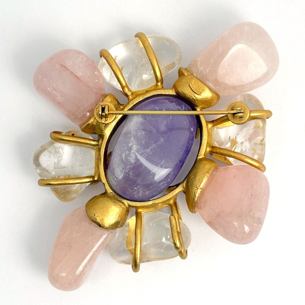 Chanel Color Stone Brooch CC Logo Gold Plated Multicolor — view 2