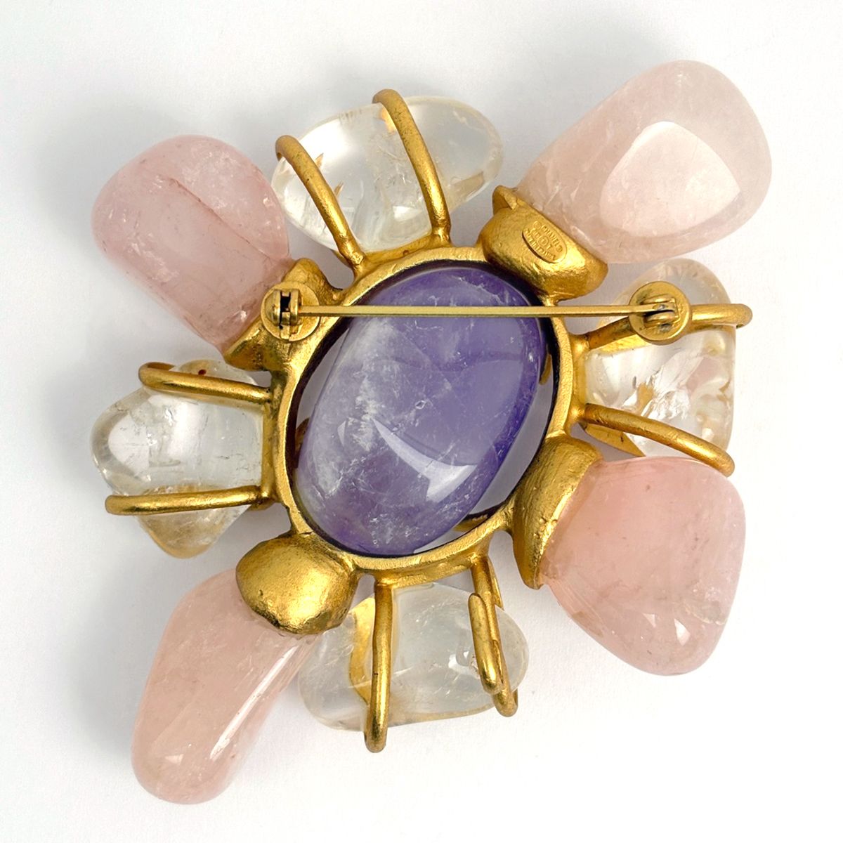 Chanel Color Stone Brooch CC Logo Gold Plated Multicolor — view 2