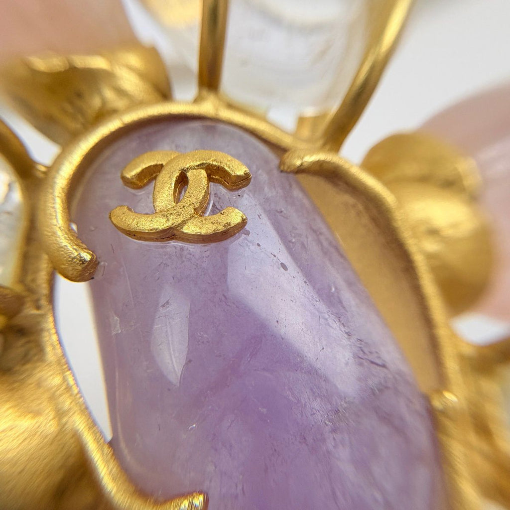 Chanel Color Stone Brooch CC Logo Gold Plated Multicolor — view 3