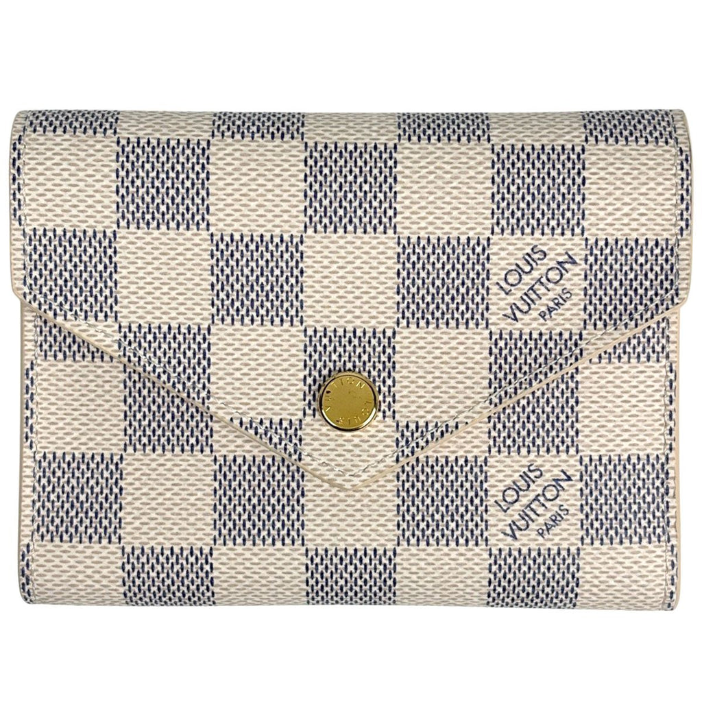 Louis Vuitton Portefeuille Victorine Trifold Wallet Damier Azur White