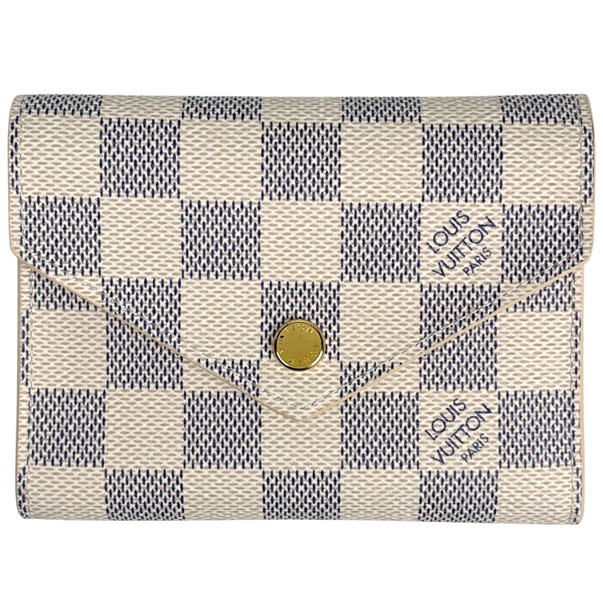 Louis Vuitton Portefeuille Victorine Trifold Wallet Damier Azur White