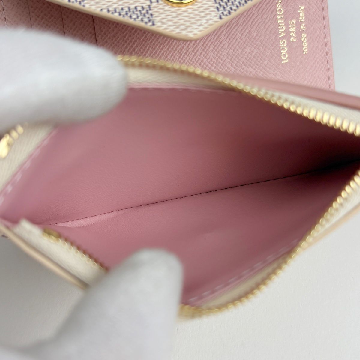 Louis Vuitton Portefeuille Victorine Trifold Wallet Damier Azur White — view 5