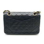 Chanel CC Logo Quilted Double Flap Turnlock Shoulder Bag Black — view 2