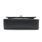 Chanel CC Logo Quilted Double Flap Turnlock Shoulder Bag Black — view 3
