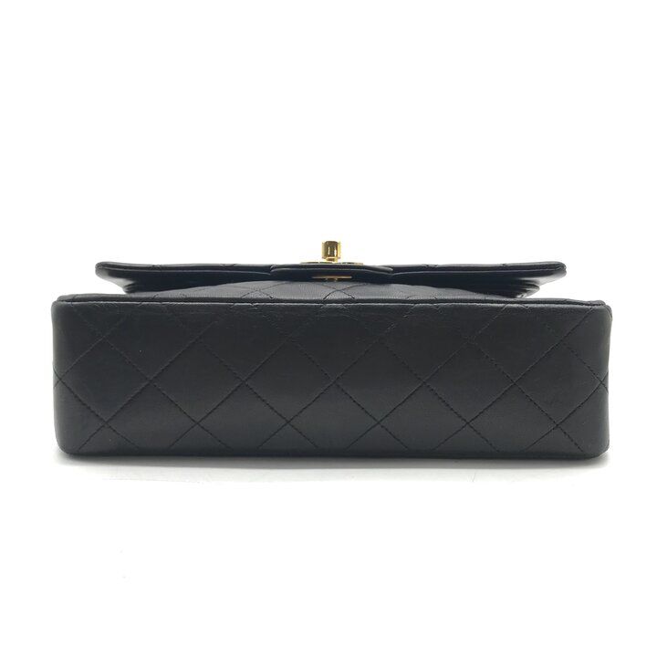 Chanel CC Logo Quilted Double Flap Turnlock Shoulder Bag Black — view 3