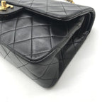 Chanel CC Logo Quilted Double Flap Turnlock Shoulder Bag Black — view 4