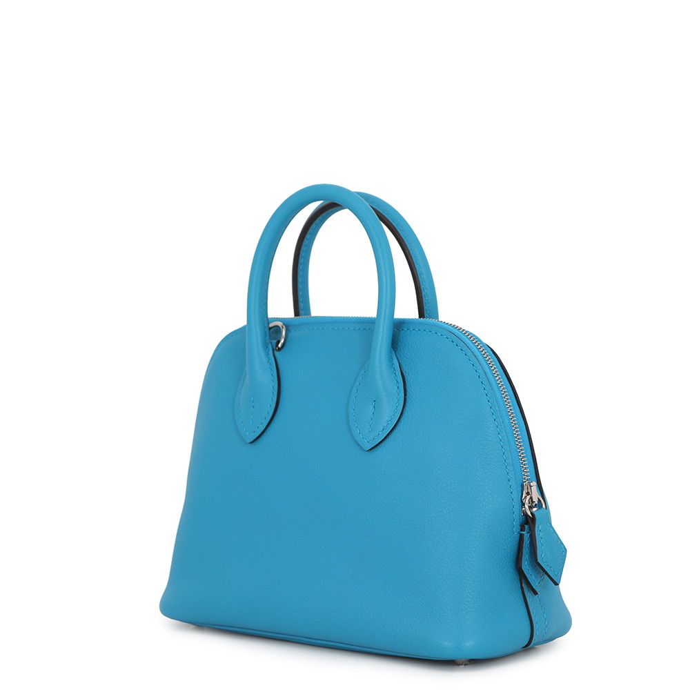 Hermes Bolide Mini Blue Zanzibar Silver Color 2-Way Handbag — view 2