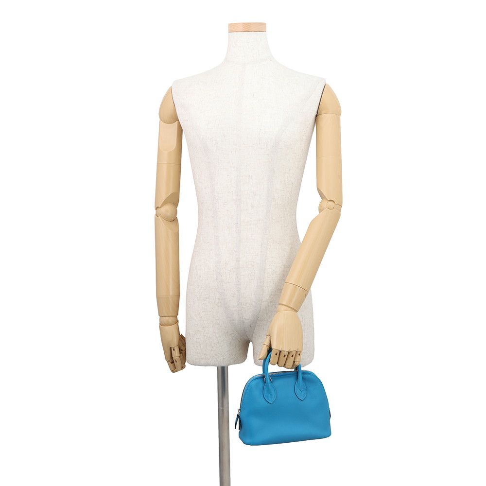 Hermes Bolide Mini Blue Zanzibar Silver Color 2-Way Handbag — view 4