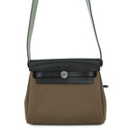Hermes Shoulder Bag Herbag Zip Mini Vert Olive Khaki Silver Vache Hunter Toile