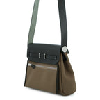 Hermes Shoulder Bag Herbag Zip Mini Vert Olive Khaki Silver Vache Hunter Toile — view 2