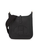 Hermes Shoulder Bag Evelyne 3 23 Black Gold Taurillon Clemence