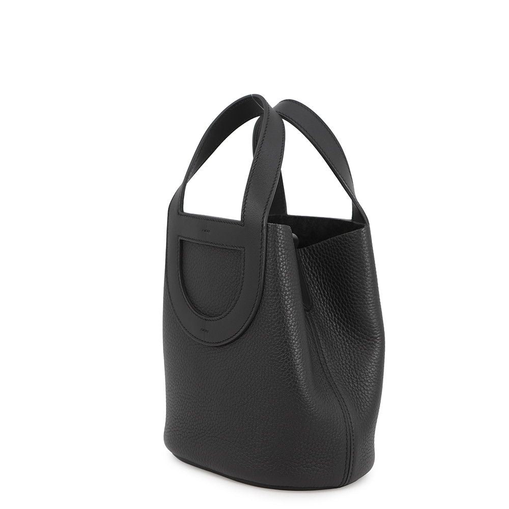 Hermes Tote in the Loop 18 Black Gold Taurillon Clemence Swift — view 2