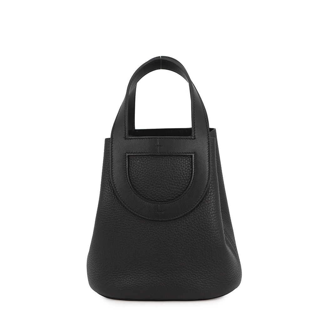 Hermes Tote in the Loop 18 Black Gold Taurillon Clemence Swift