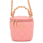 Chanel Chain Shoulder Bag CC Logo Quilted Vanity Top Handle Lambskin