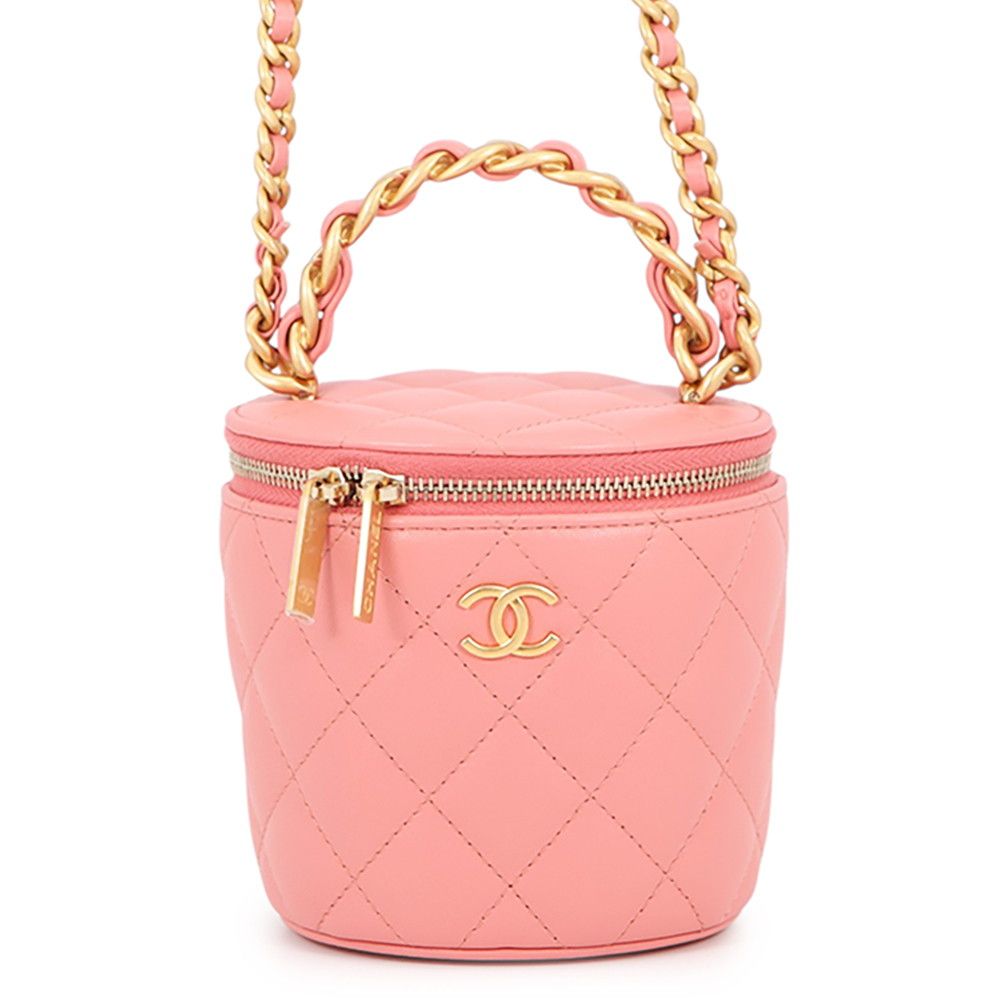 Chanel Chain Shoulder Bag CC Logo Quilted Vanity Top Handle Lambskin
