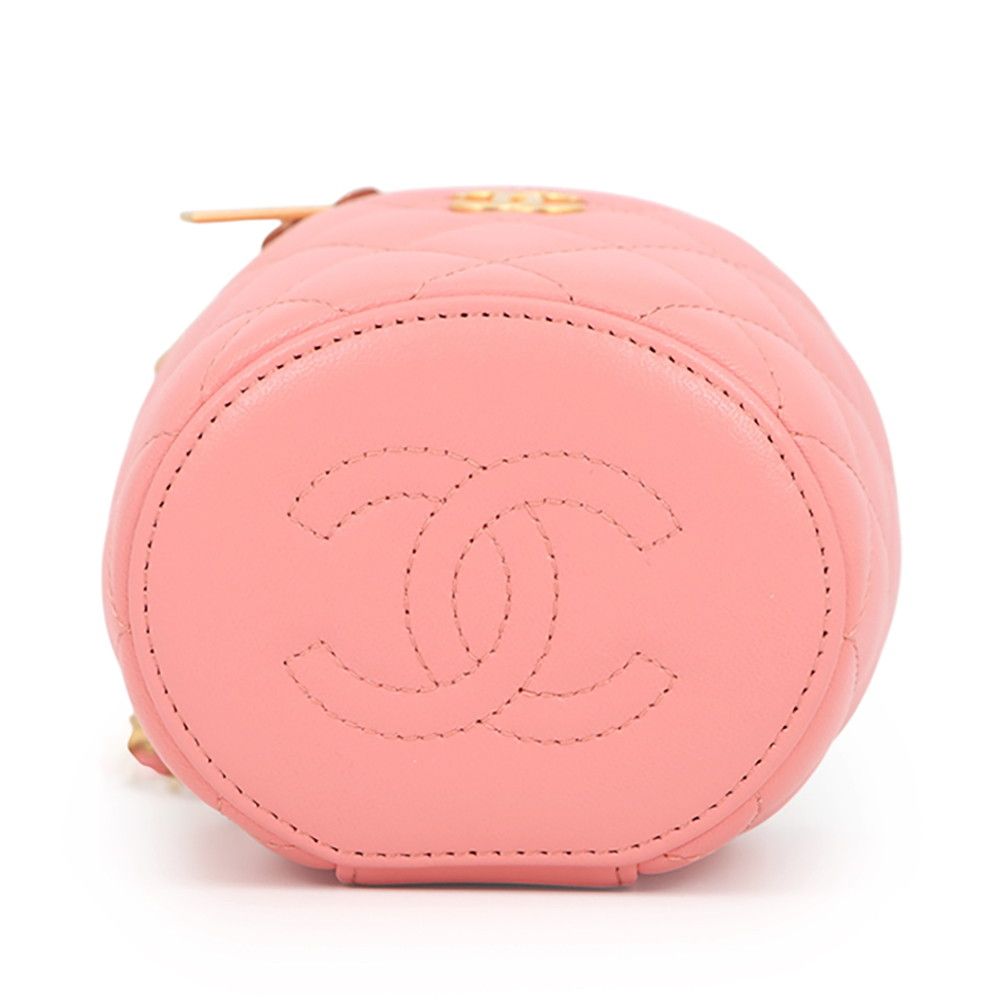 Chanel Chain Shoulder Bag CC Logo Quilted Vanity Top Handle Lambskin — view 3