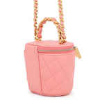 Chanel Chain Shoulder Bag CC Logo Quilted Vanity Top Handle Lambskin — view 2