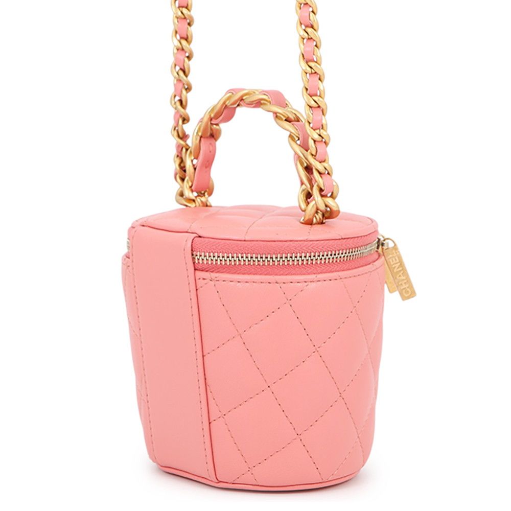 Chanel Chain Shoulder Bag CC Logo Quilted Vanity Top Handle Lambskin — view 2