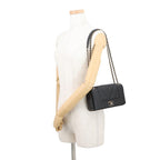 Chanel Chain Shoulder Bag Mademoiselle Stitch Double Flap Leather 2-Way Black — view 4