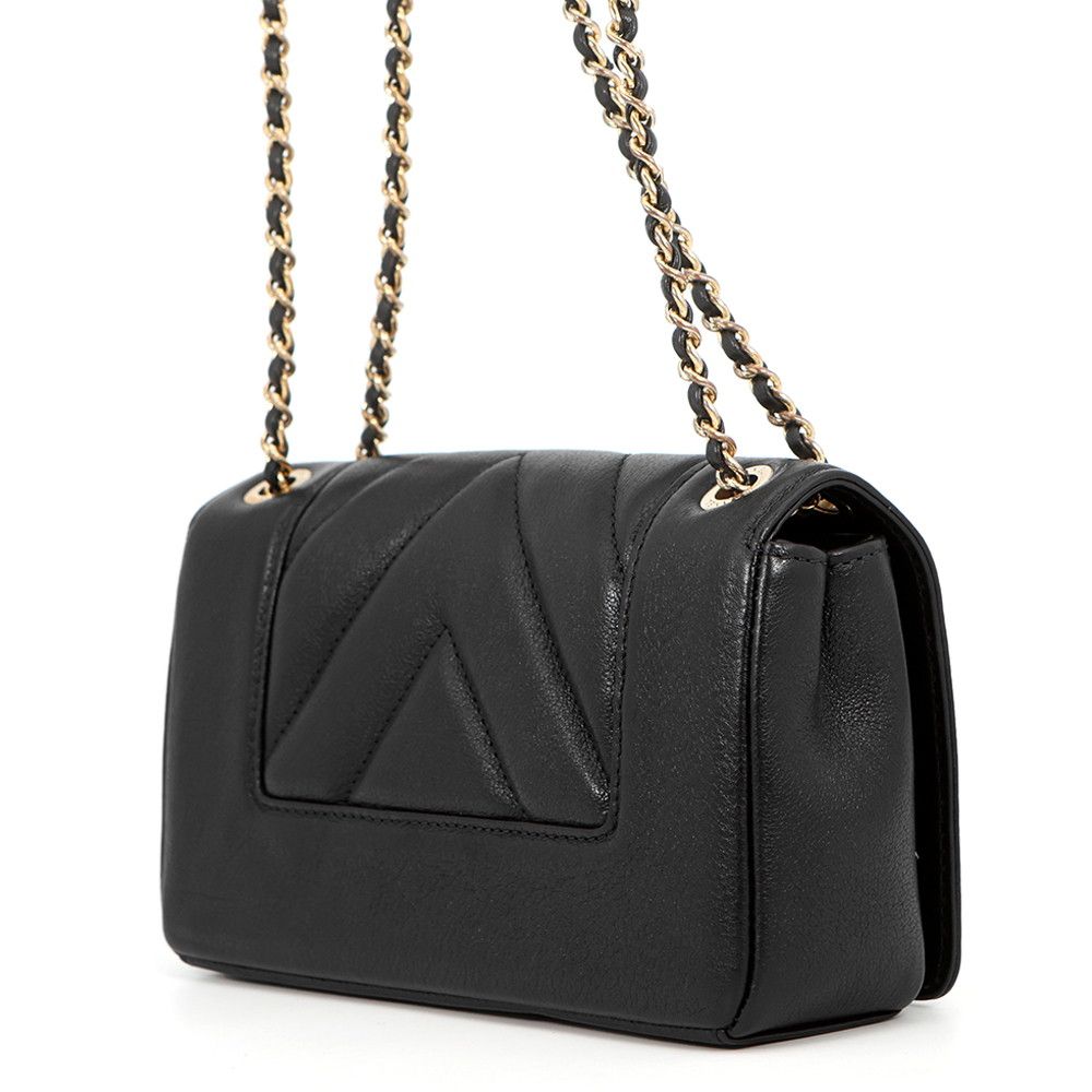 Chanel Chain Shoulder Bag Mademoiselle Stitch Double Flap Leather 2-Way Black — view 2