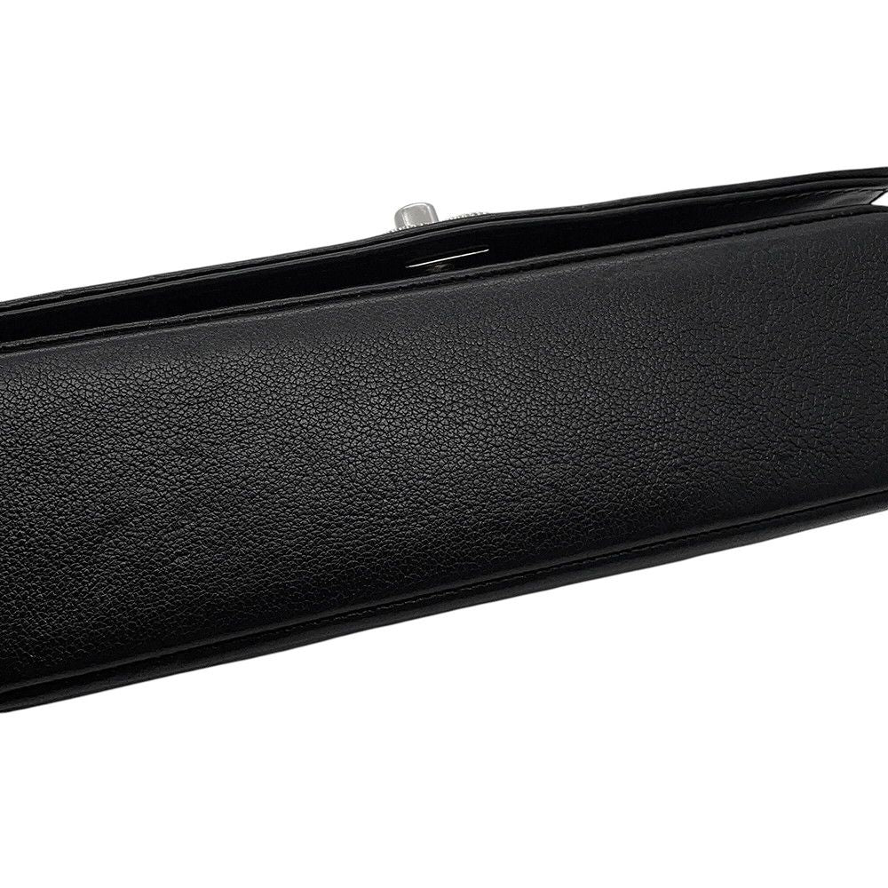 Chanel Chain Shoulder Bag Mademoiselle Stitch Double Flap Leather 2-Way Black — view 9