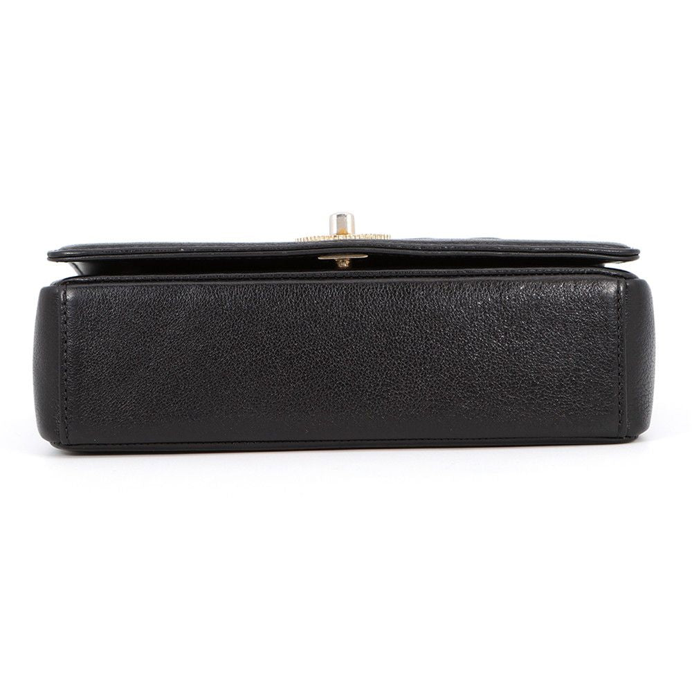 Chanel Chain Shoulder Bag Mademoiselle Stitch Double Flap Leather 2-Way Black — view 3