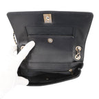 Chanel Chain Shoulder Bag Mademoiselle Stitch Double Flap Leather 2-Way Black — view 7