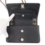Chanel Chain Shoulder Bag Mademoiselle Stitch Double Flap Leather 2-Way Black — view 6