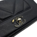 Chanel Chain Shoulder Bag Mademoiselle Stitch Double Flap Leather 2-Way Black — view 8