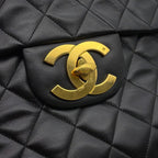 Chanel Chain Shoulder Bag Deca Quilted CC Logo Single Flap Lambskin Black — view 9