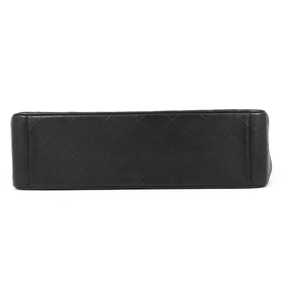 Chanel Chain Shoulder Bag Deca Quilted CC Logo Single Flap Lambskin Black — view 3